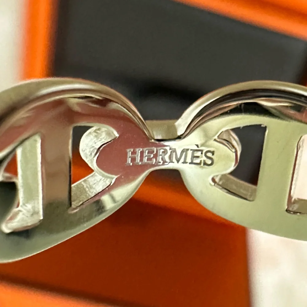 Hermes Ring Chaine d'ancre Enchainee Women Ring Size 52 Small Model 925 Silver - Picture 7 of 11